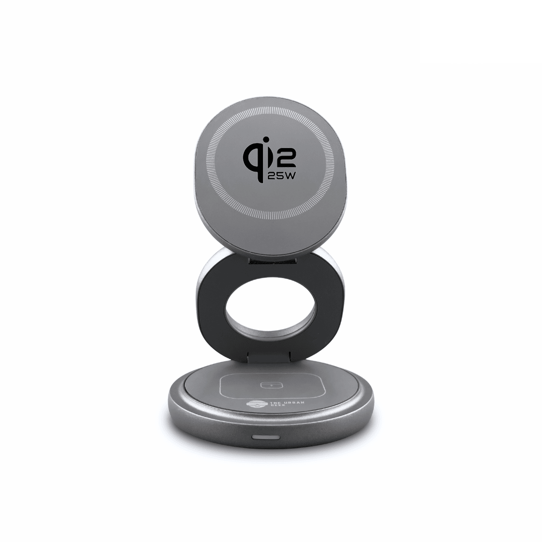 Gray FlexOrb Qi2 25W Swivel 3-in-1 Wireless Charger